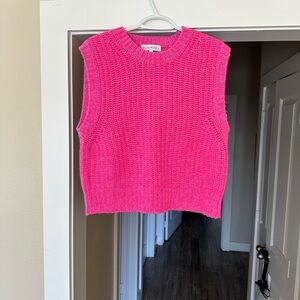 White + Warren Bright Pink Sleeveless Sweater